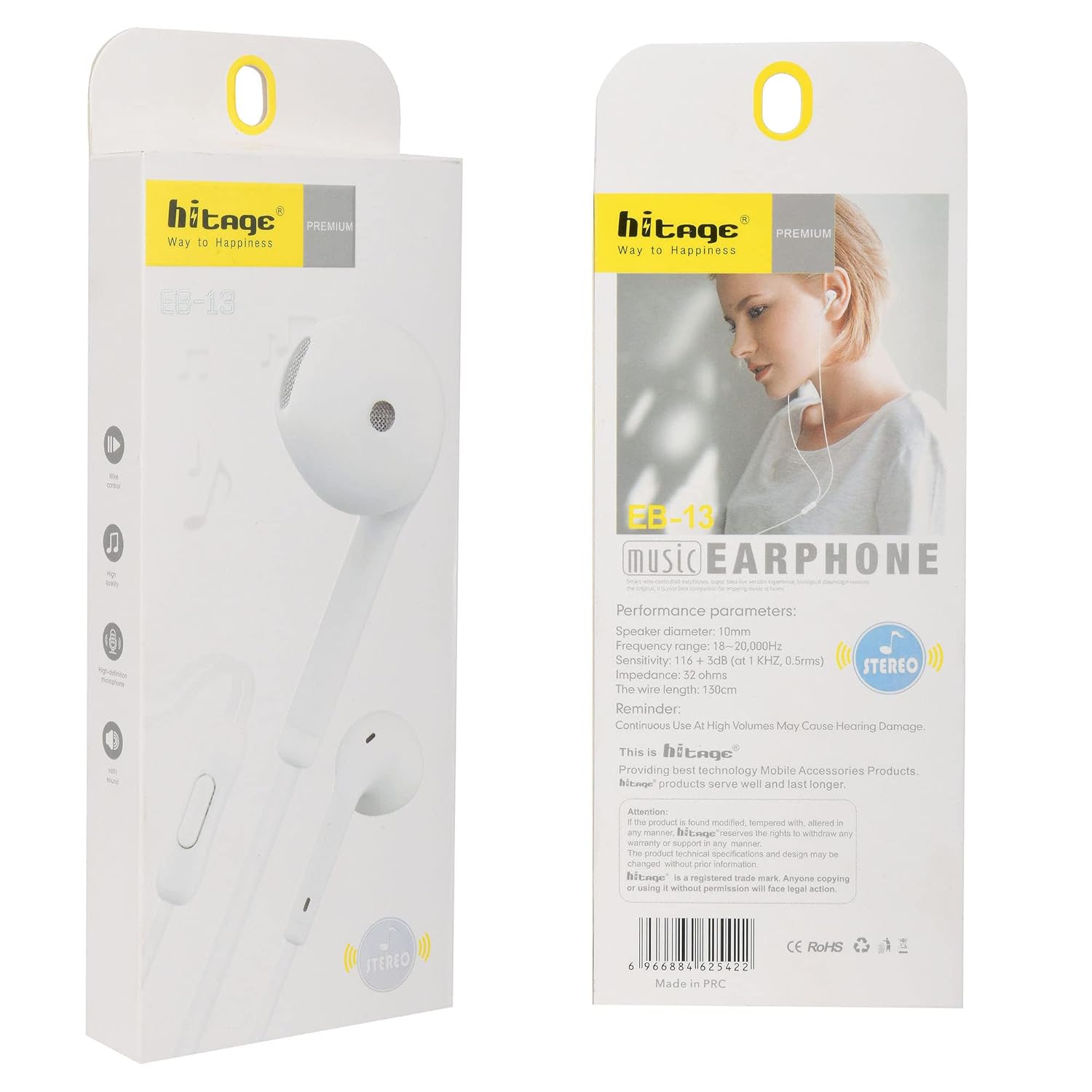 Hitage EB-13 Stereo Color Bass Series Earphone Wired Headset